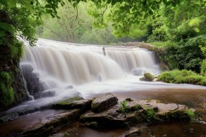 Monsal Dale weir in full flow surrounded by fresh spring greens. Using the surrounding foliage to frame the waterfall and a polariser to take off the glare I captured this long exposure.